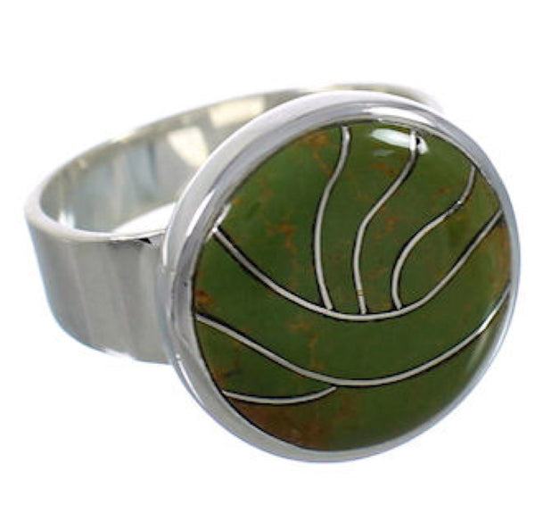 Southwest Sturdy Turquoise Sterling Silver Ring Size 7-1/4 WX38305